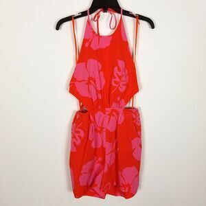 Staud Women Georgia Red Floral Romper Size 4 Red P